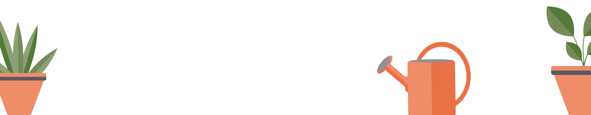 Potted Plants and Watering Cans on a Transparent Background